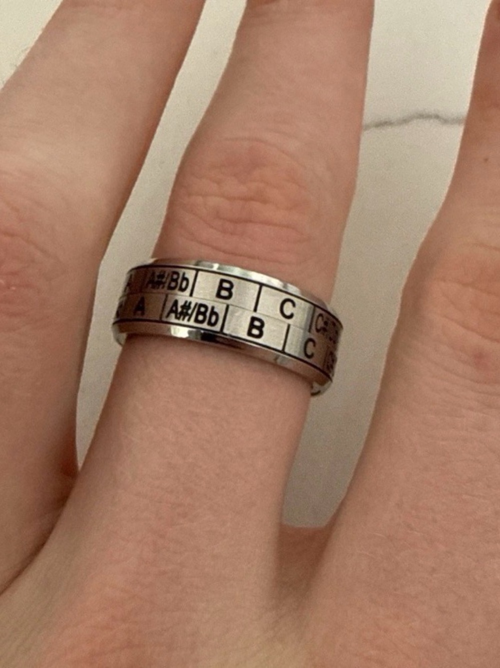 Silver Tone Musical Note Spinner Ring - Men Accessories